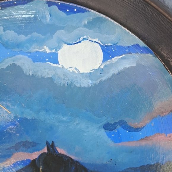 Hand Crafted Horse Clock Acrylic Painted Terra Cotta Plate Table Easel Southwest - Picture 3 of 8